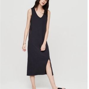 SUNDRY "Love Made Me Do It"Midi Tank Dress Size1 Small Side Slits Gray Lt Black